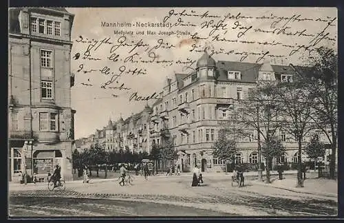 AK Mannheim-Neckarstadt, Messplatz und Max Joseph-Strasse