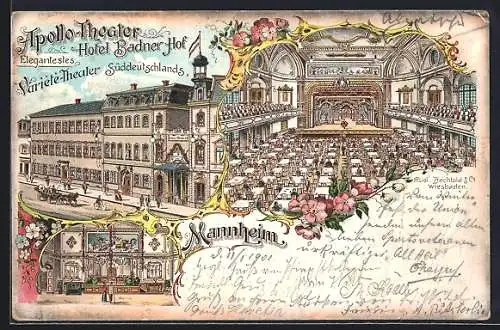 Lithographie Mannheim, Apollo Theater im Hotel Badener Hof