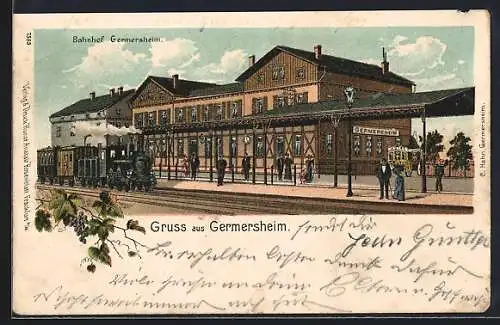 Lithographie Germersheim, Bahnhof Germersheim