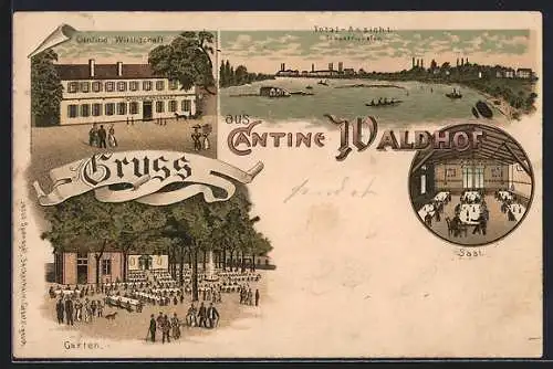 Lithographie Mannheim, Gasthaus Cantine Waldhof, Industriehafen