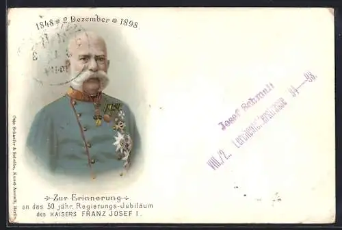 AK Kaiser Franz Josef I. von Österreich zu seinem 50. Regierungs-Jubiläum 1898