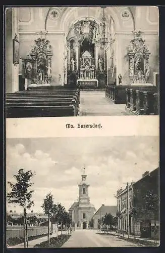 AK Maria Enzersdorf, Die Kirche, Inneres der Kirche mit Altar