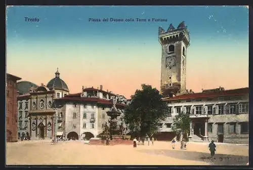 AK Trento, Piazza del Duomo colla Torre e Fontana