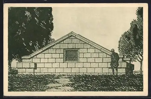 Künstler-AK Zborov, Pomník v Cecové