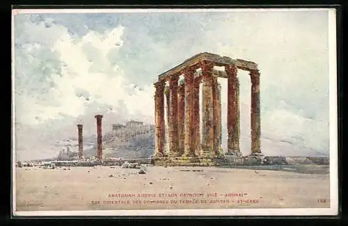 Künstler-AK Athènes, Vue Orientale des Colonnes du Temple de Jupiter