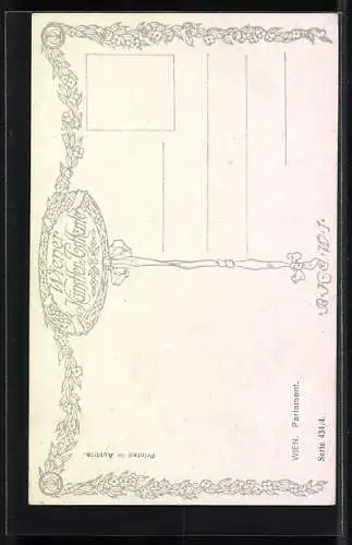 Künstler-AK Wien, Das Parlament im Winter