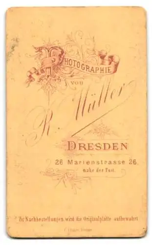 Fotografie R. Müller, Dresden, Marienstrasse 26, Porträt einer Dame mit kunstvoller Frisur