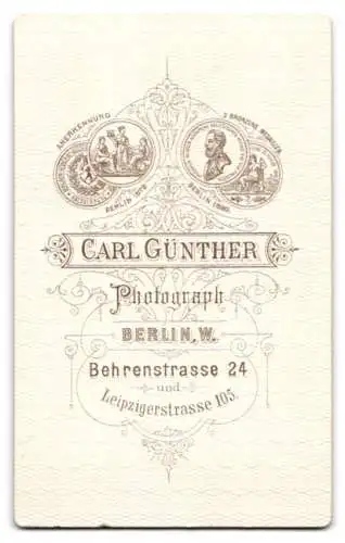 Fotografie Carl Günther, Berlin, Behrenstrasse 24, Porträt eines Herren mit Schnurrbart