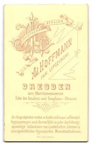 Fotografie Ad. Hoffmann, Dresden, Amalienstrasse, Porträt eines Mannes mit Bart