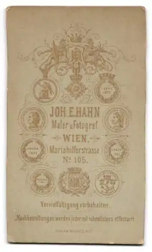 Fotografie Joh. E. Hahn, Wien, Mariahilferstrasse 105, Dame mit Blume, koloriert