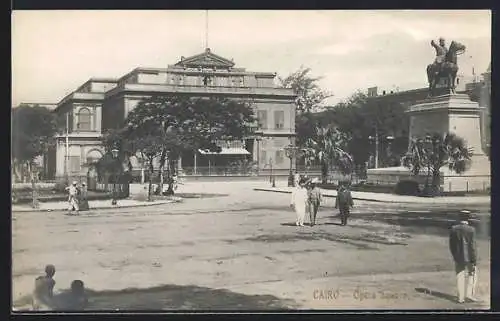 AK Le Caire, L`Opéra et la Statue d`Ibrahim Pacha