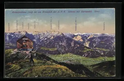 AK Kellerjochhaus am Kreuzjoch der A. V. S., mit Karwendel