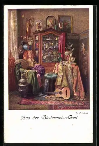 Künstler-AK Zimmer aus der Biedermeier-Zeit