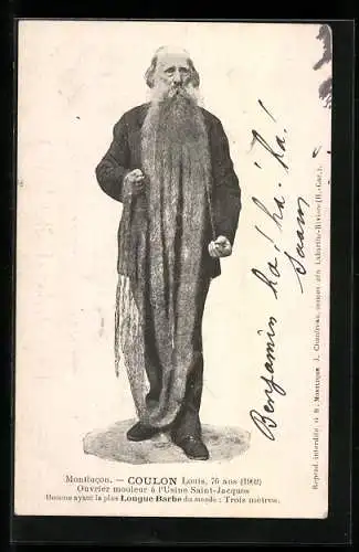 AK Louis Coulon aus Montlucon, Greis mit sehr langem verfilztem Bart