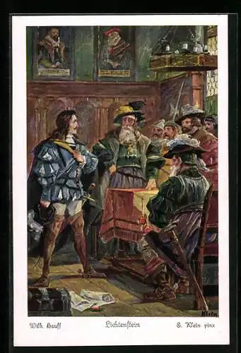 Künstler-AK sign. E. Klein: Lichtenstein, 1. Herzog Ulrich von Württemberg...