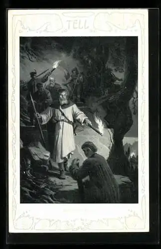 Künstler-AK Theo Stroefer Serie 467, Nr. 2: Wilhelm Tell steigt vom Rütli ab