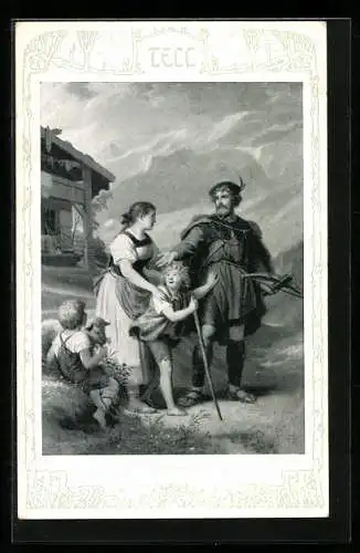 Künstler-AK Theo Stroefer Serie 467, Nr. 3: Wilhelm Tell, Abschied