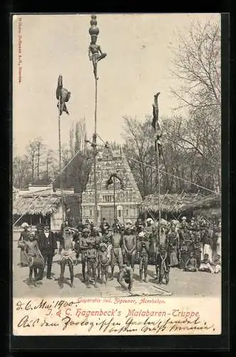 AK J. & G. Hagenbeck`s Malabaren-Truppe, Guyaratis ind. Zigeuner, Acrobaten