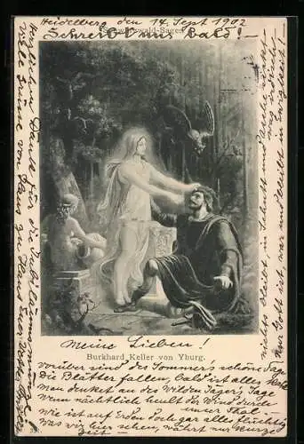 Künstler-AK Schwarzwald-Sagen I, Burkhard Keller von Yburg, Segnung