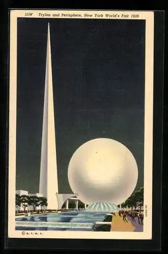 AK New York, New York World`s Fair 1939, Trylon and Perisphere