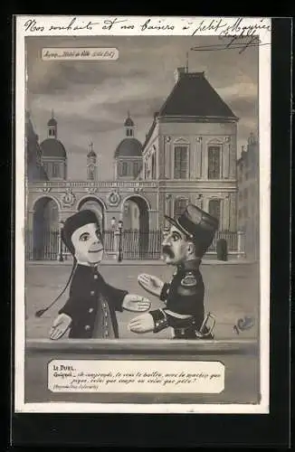 AK Lyon, Hotel de Ville Chinesische Puppe und Polizistenpuppe, Puppentheater