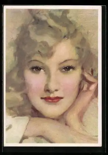 Künstler-AK Bildnis eines blonden Fräuleins, Art Deco