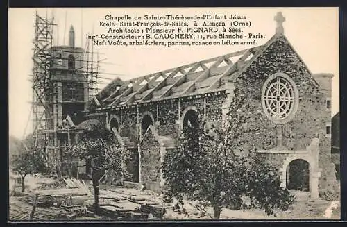 AK Alencon, chapelle de Sainte-Thérèse-de-l`Enfant Jésus, ecole Saint-Francois-de-Sales