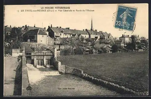 AK Le Theil-sur-Huisne, Vue Generale et Bords de l`Huisne