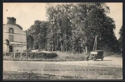 AK Le Menil-Brout, Route Nationale, Entrée de la Foret de Bourse