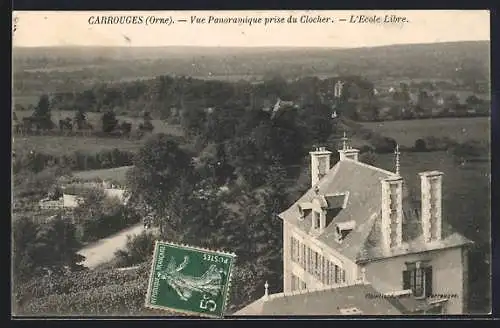 AK Carrouges /Orne, Vue Panoramique prise du Clocher, L`Ecole Libre