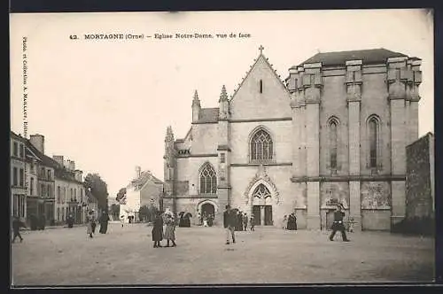 AK Mortagne, Église Notre-Dame, vue de face