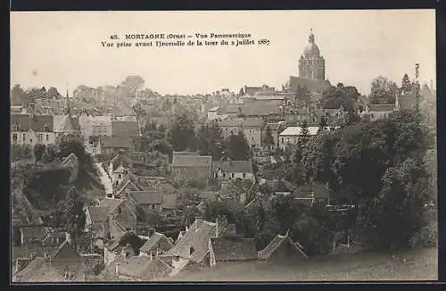 AK Mortagne, Vue panoramique avant l`incendie de la tour du 3 juillet 1889