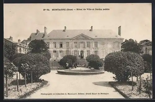 AK Mortagne, Hôtel de Ville et Jardin public