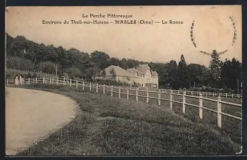 AK Masles, La Ronce avec paysage bucolique et clôture blanche