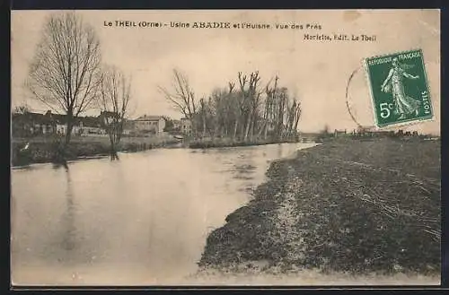 AK Le Theil, Usine Abadie et l`Huisne, vue des prés