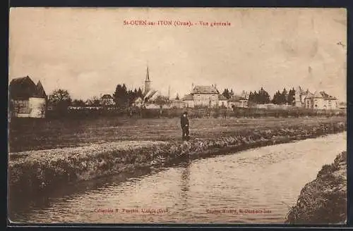 AK St-Ouen-sur-Iton, Vue générale du village et de la rivière