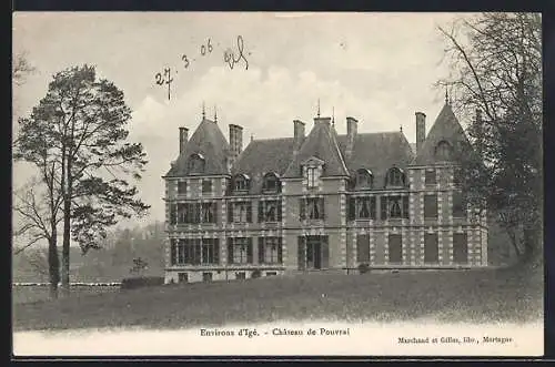 AK Château de Pouvray, Vue de la facade principale et du parc adjacent