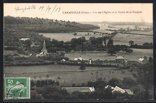 AK Canapville /Orne, Vue sur l`Eglise et la Vallée de la Touques