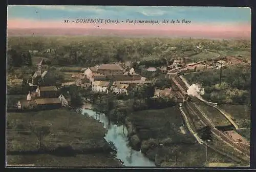 AK Domfront /Orne, Vue panoramique, coté de la Gare