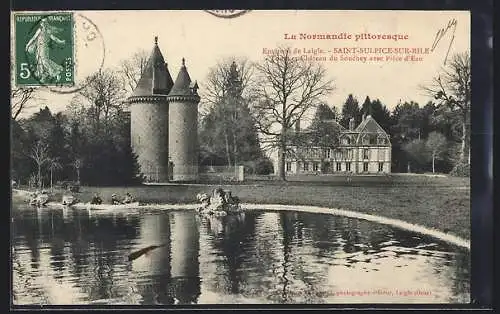 AK Saint-Sulpice-sur-Risle, Château du Souchey avec Pièce d`Eau