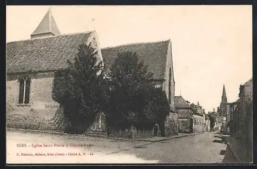 AK Sées, Église Saint-Pierre et Grande Rue