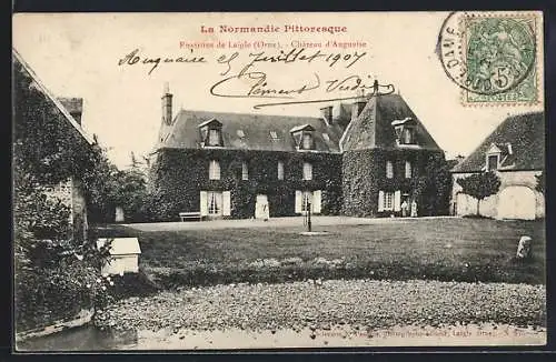 AK L`Aigle, Château d`Augeaise entouré de jardins verdoyants