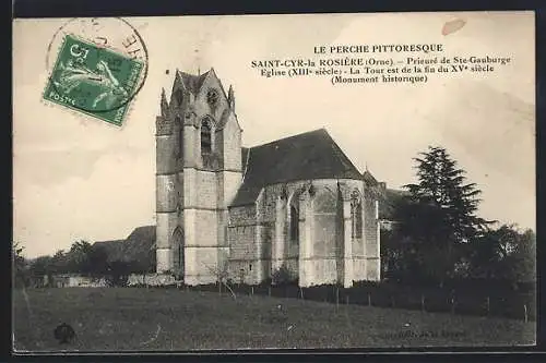 AK Saint-Cyr-la-Rosière, Église du XIII? siècle et tour du XV? siècle, Monument historique