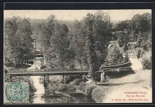 AK Torchamp, Pont des Planches sur la rivière entourée d`arbres