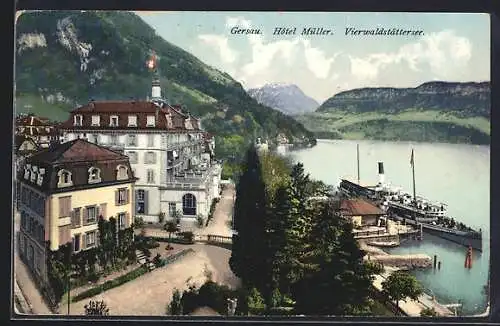 AK Gersau /Vierwaldstättersee, Hôtel Müller mit Anleger