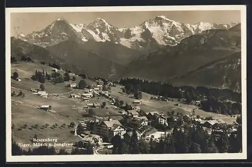 AK Beatenberg, Ortsansicht mit Eiger, Mönch und Jungfrau