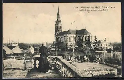 AK Chêne /Sarthe, Pélerinage de N.-D. du Chêne, La Basilique vue des Lieux Saints