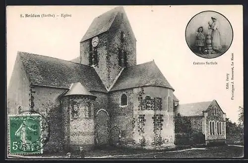 AK Brûlon /Sarthe, Eglise, Costume Sarthois