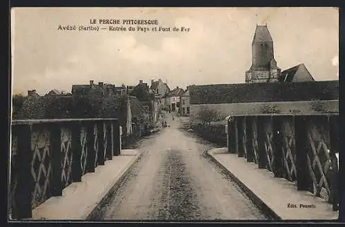 AK Avézé /Sarthe, Entrée du Pays et Pont de Fer