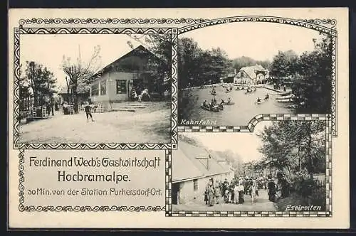 AK Gablitz, Hohramalpe, Gasthaus Wech, Kahnfahrt, Eselreiten